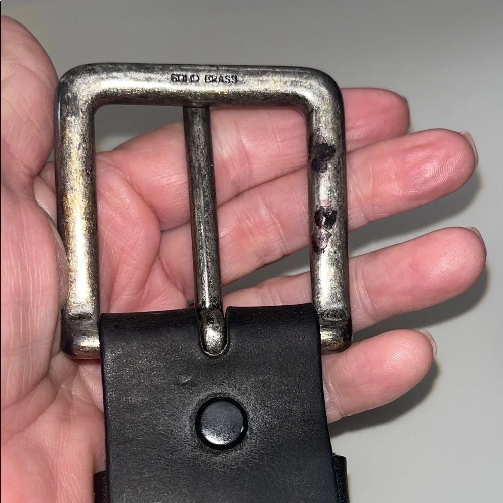Source Unknown Black Textured Belt w/ brass Buckle